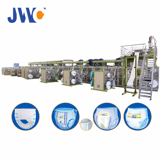 Nova Máquina de Fraldas para Bebês Descartáveis ​​Totalmente Automática Cintura Elástica Pampers Linha de Produção de Fraldas